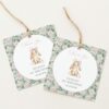 Bunny and Pink Flowers Favor Tags, First Birthday, Girl Birthday, Printable File, Edit Yourself, SH256