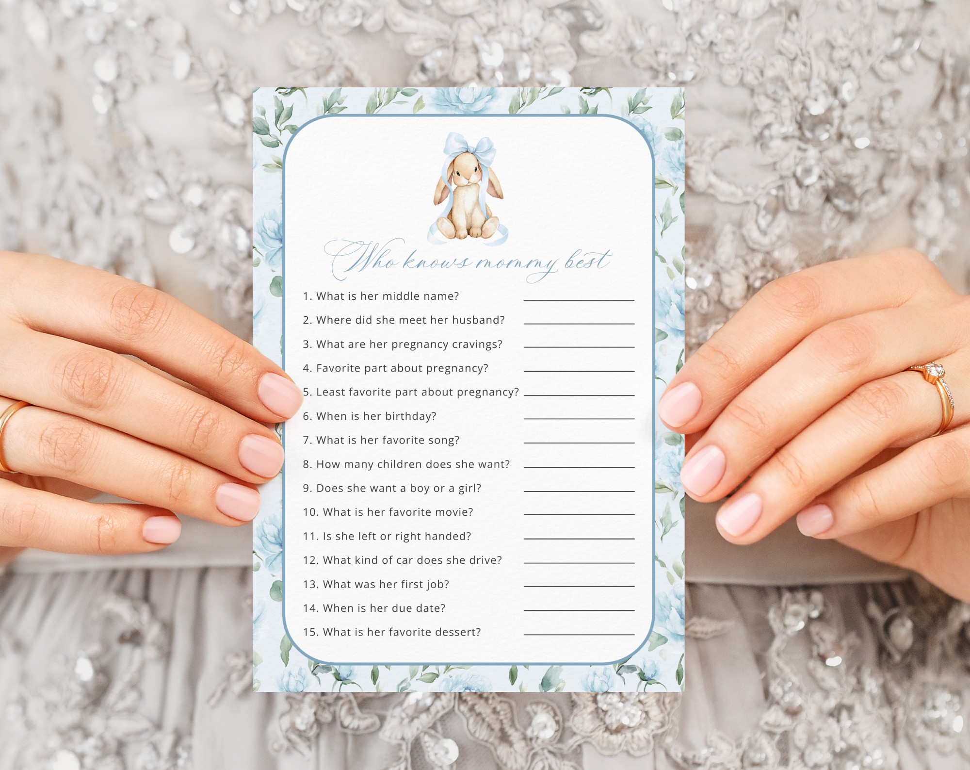 Cute Bunny and Blue Flowers Baby Shower Games, Set of 3 Games, Boy Baby Shower, Printable File, Edit Yourself, SH257 Cute Bunny and Blue Flowers Baby Shower Games, Set of 3 Games, Boy Baby Shower, Printable File, Edit Yourself, SH257