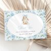 Cute Bunny and Blue Flowers Thank You Card, Boy Baby Shower, Printable File, Edit Yourself, SH257