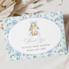 Cute Bunny and Blue Flowers Thank You Card, Boy Baby Shower, Printable File, Edit Yourself, SH257