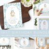 Cute Bunny and Blue Flowers First Birthday Mini Bundle, Boy Birthday, Printable File, Edit Yourself, SH258 Cute Bunny and Blue Flowers First Birthday Mini Bundle, Boy Birthday, Printable File, Edit Yourself, SH258