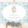 Cute Bunny and Blue Flowers Welcome Sign, First Birthday, Boy Birthday, Printable File, Edit Yourself, SH258 Cute Bunny and Blue Flowers Welcome Sign, First Birthday, Boy Birthday, Printable File, Edit Yourself, SH258