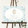 Cute Bunny and Blue Flowers Welcome Sign, First Birthday, Boy Birthday, Printable File, Edit Yourself, SH258 Cute Bunny and Blue Flowers Welcome Sign, First Birthday, Boy Birthday, Printable File, Edit Yourself, SH258