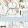 Baby Bunny and Blue Flowers Baby Shower Games, Set of 3 Games, Boy Baby Shower, Printable File, Edit Yourself, SH259