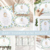 SH259 Bundle Baby Bunny and Blue Flowers Baby Shower Mini Bundle, Boy Baby Shower, Printable File, Edit Yourself, SH259