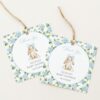 Baby Bunny and Blue Flowers Favor Tags, Gift Tags, Boy Baby Shower, Printable File, Edit Yourself, SH259