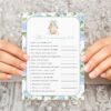 Baby Bunny and Blue Flowers Baby Shower Games, Set of 3 Games, Boy Baby Shower, Printable File, Edit Yourself, SH259