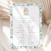 Baby Bunny and Blue Flowers Baby Shower Games, Set of 3 Games, Boy Baby Shower, Printable File, Edit Yourself, SH259