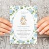 Baby Bunny and Blue Flowers Baby Shower Invitation, Boy Baby Shower, Printable File, Edit Yourself, SH259
