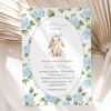 Baby Bunny and Blue Flowers Baby Shower Invitation, Boy Baby Shower, Printable File, Edit Yourself, SH259