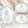 Baby Bunny and Blue Flowers Baby Shower Invitation Suite, Boy Baby Shower, Printable File, Edit Yourself, SH259