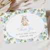Baby Bunny and Blue Flowers Thank You Card, Boy Baby Shower, Printable File, Edit Yourself, SH259