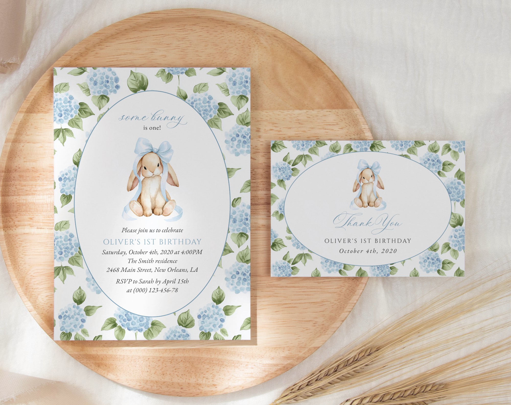 SH260 Baby Bunny and Blue Flowers First Birthday Shop by Collection