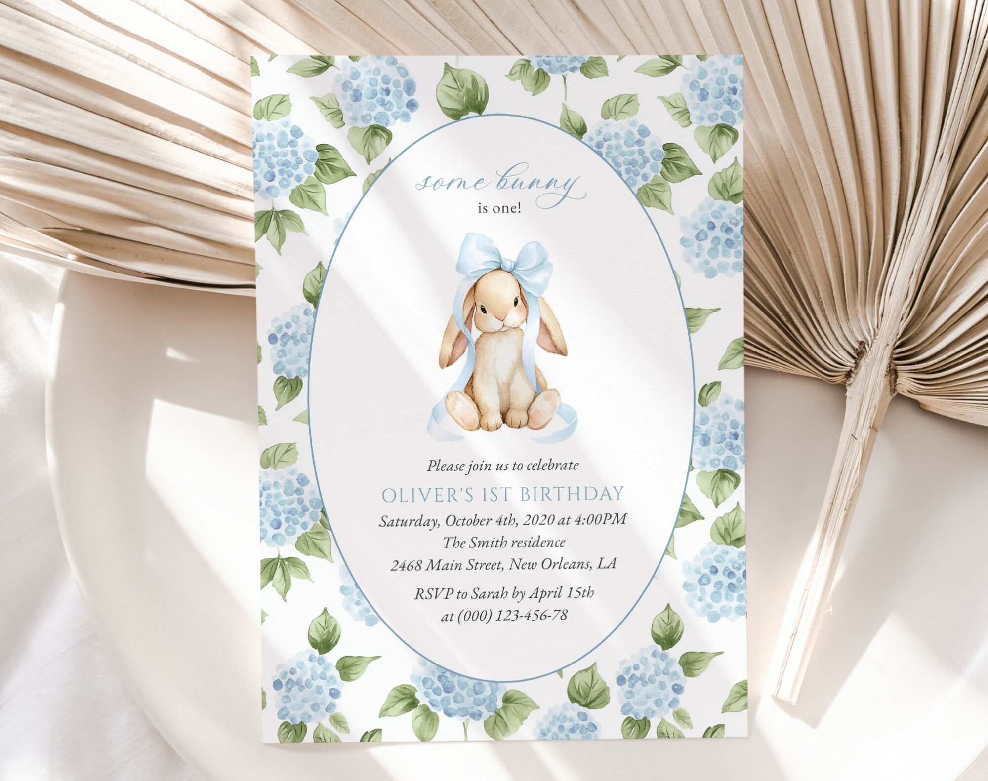 Baby Bunny and Blue Flowers First Birthday Invitation, Birthday Stationery, Boy Birthday, Printable File, Edit Yourself, SH260 Baby Bunny and Blue Flowers First Birthday Invitation, Birthday Stationery, Boy Birthday, Printable File, Edit Yourself, SH260