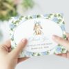 Baby Bunny and Blue Flowers Thank You Card, First Birthday, Boy Birthday, Printable File, Edit Yourself, SH260