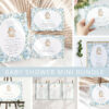 Bunny and Blue Flowers Baby Shower Mini Bundle, Boy Baby Shower, Printable File, Edit Yourself, SH261