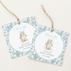 Bunny and Blue Flowers Favor Tags, Gift Tags, Boy Baby Shower, Printable File, Edit Yourself, SH261