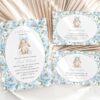 Bunny and Blue Flowers Baby Shower Invitation Suite, Boy Baby Shower, Printable File, Edit Yourself, SH261