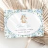 Bunny and Blue Flowers Thank You Card, Boy Baby Shower, Printable File, Edit Yourself, SH261