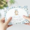 Bunny and Blue Flowers Thank You Card, Boy Baby Shower, Printable File, Edit Yourself, SH261