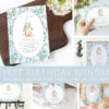 Bunny and Blue Flowers First Birthday Mini Bundle, Boy Birthday, Printable File, Edit Yourself, SH262 Bunny and Blue Flowers First Birthday Mini Bundle, Boy Birthday, Printable File, Edit Yourself, SH262