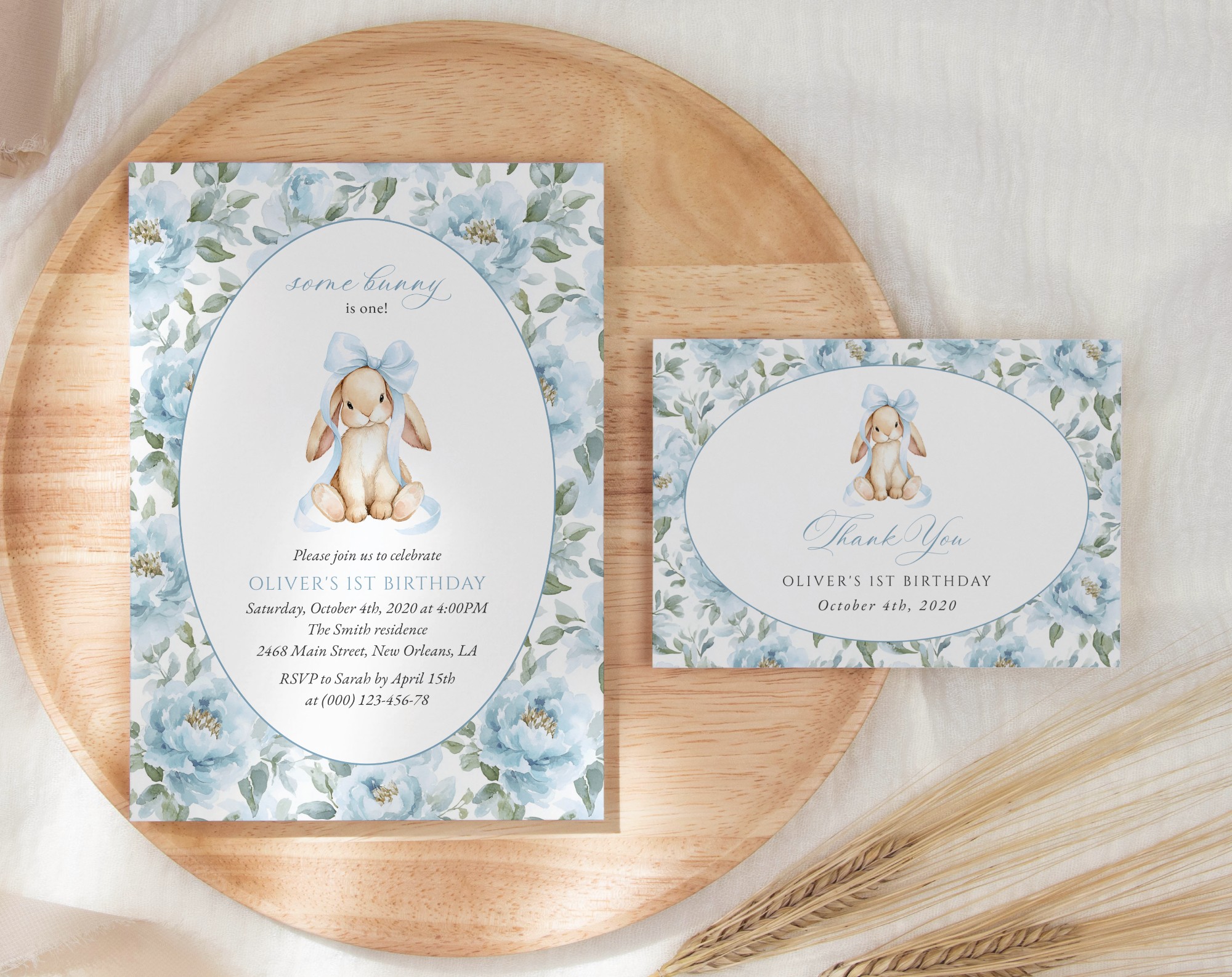 SH262 Bunny and Blue Flowers First Birthday Shop by Collection