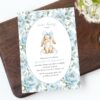 Bunny and Blue Flowers First Birthday Invitation, Birthday Stationery, Boy Birthday, Printable File, Edit Yourself, SH262