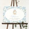 Bunny and Blue Flowers Welcome Sign, First Birthday, Boy Birthday, Printable File, Edit Yourself, SH262