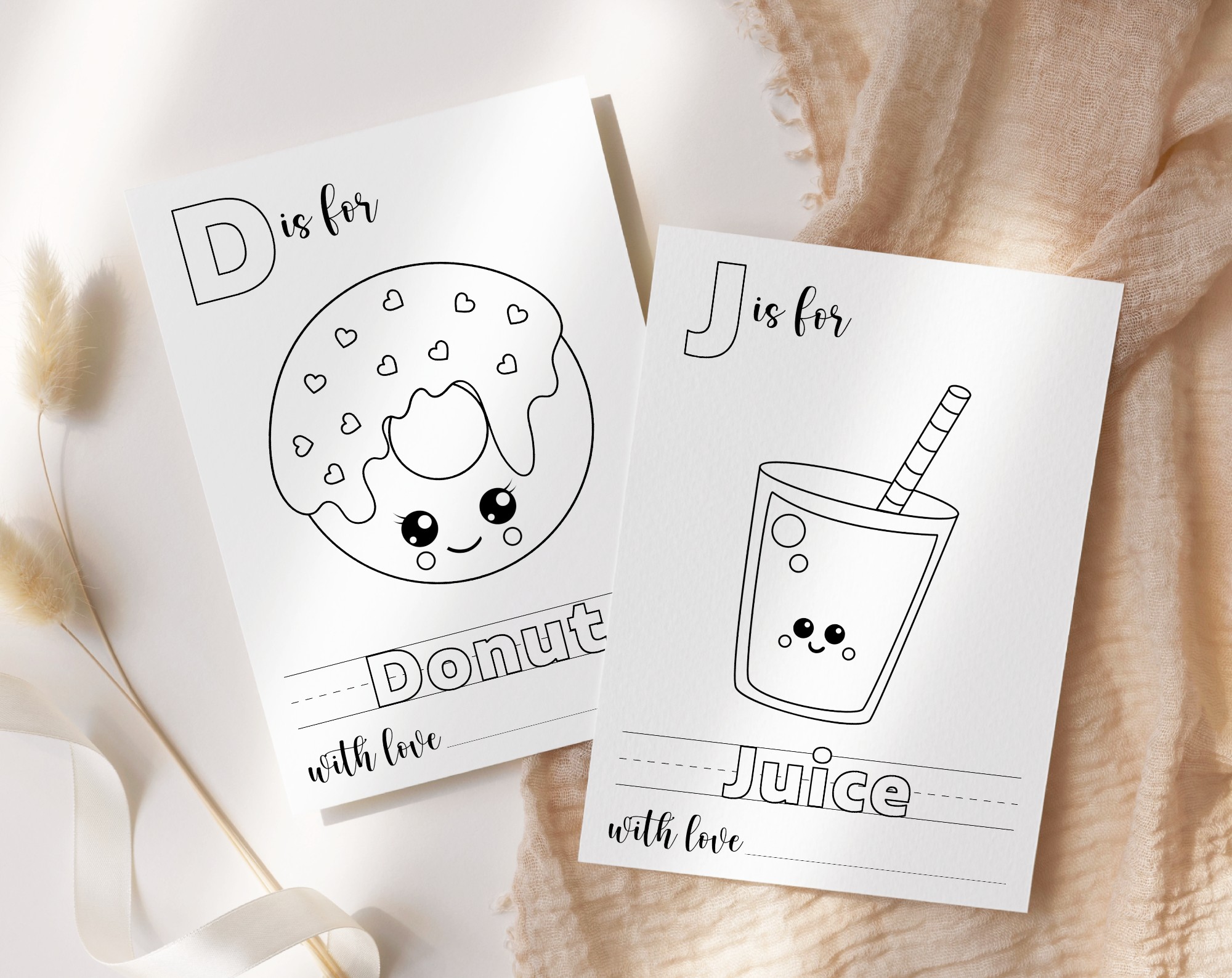 Baby's First Food ABC Book, Coloring Pages, Baby Shower Activity, Printable File, 2 Sizes Included