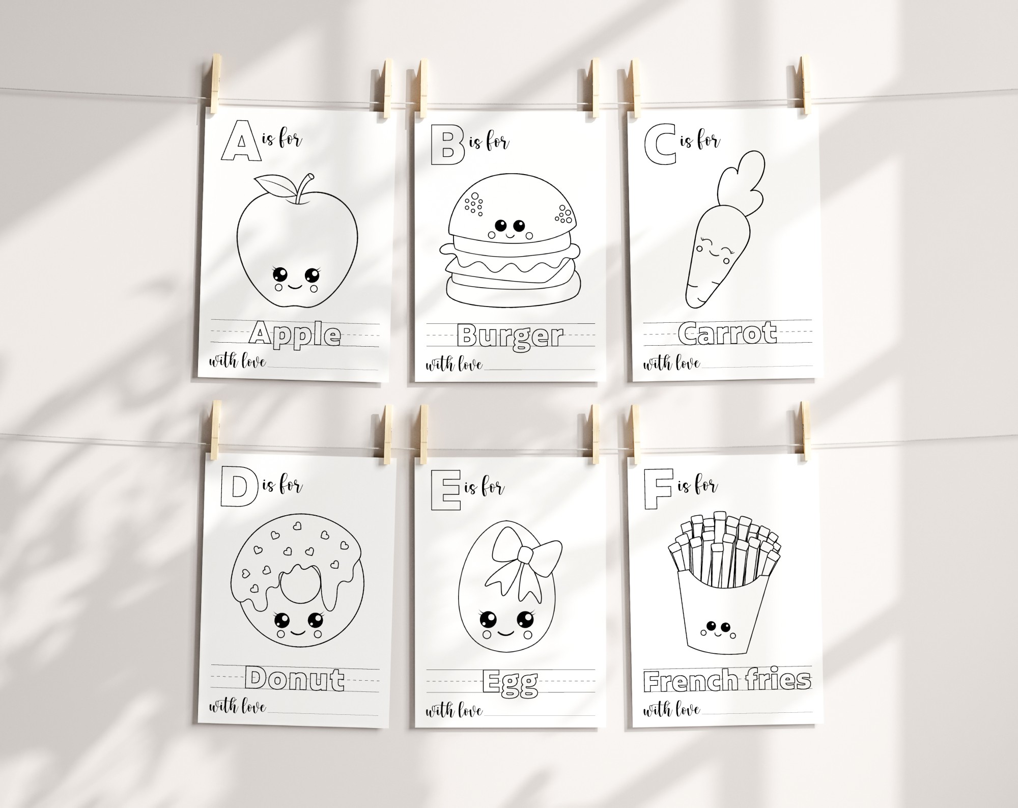 Baby's First Food ABC Book, Coloring Pages, Baby Shower Activity, Printable File, 2 Sizes Included