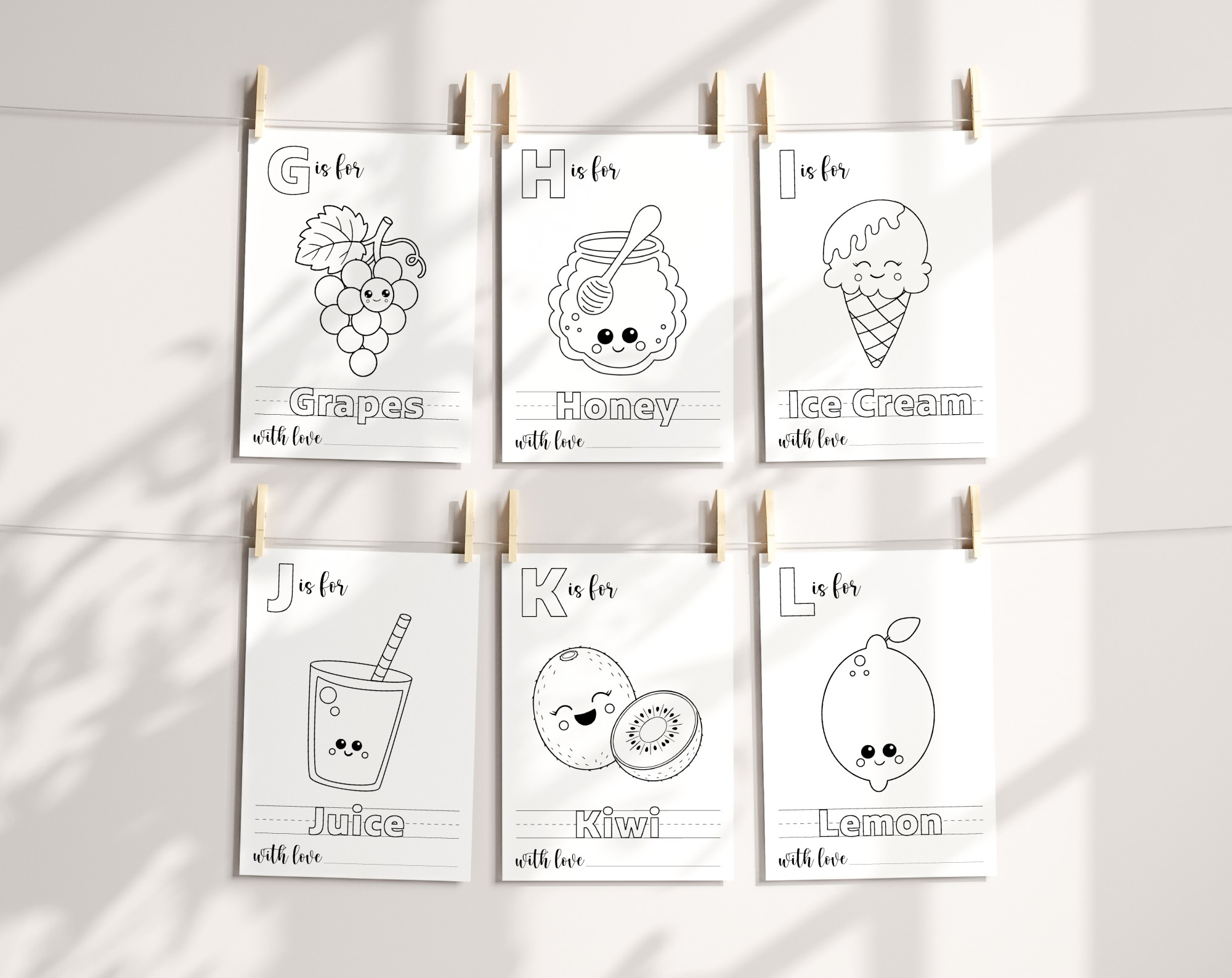 Baby's First Food ABC Book, Coloring Pages, Baby Shower Activity, Printable File, 2 Sizes Included