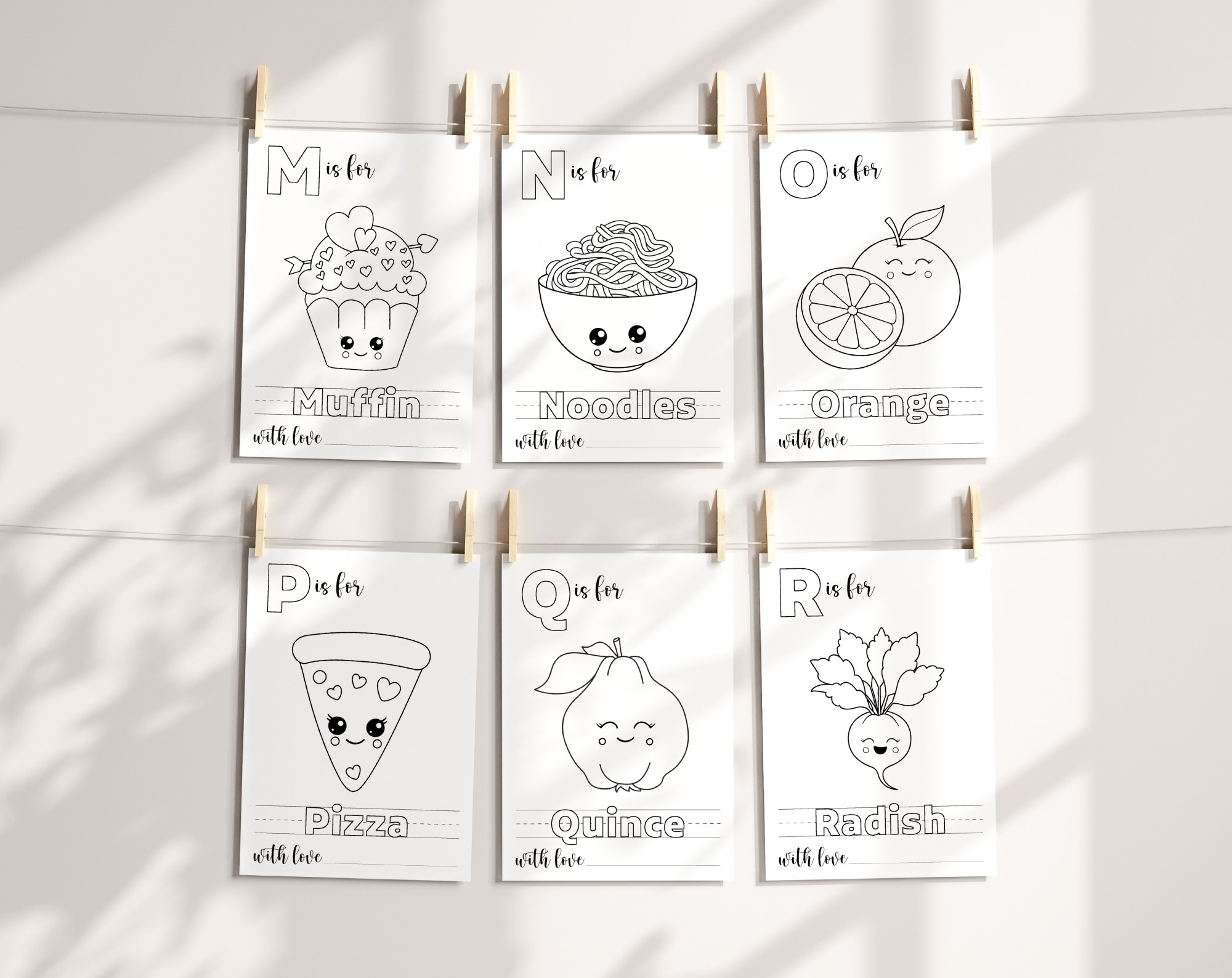 Baby's First Food ABC Book, Coloring Pages, Baby Shower Activity, Printable File, 2 Sizes Included