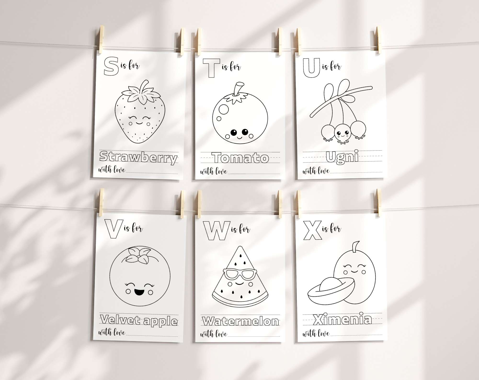 Baby's First Food ABC Book, Coloring Pages, Baby Shower Activity, Printable File, 2 Sizes Included