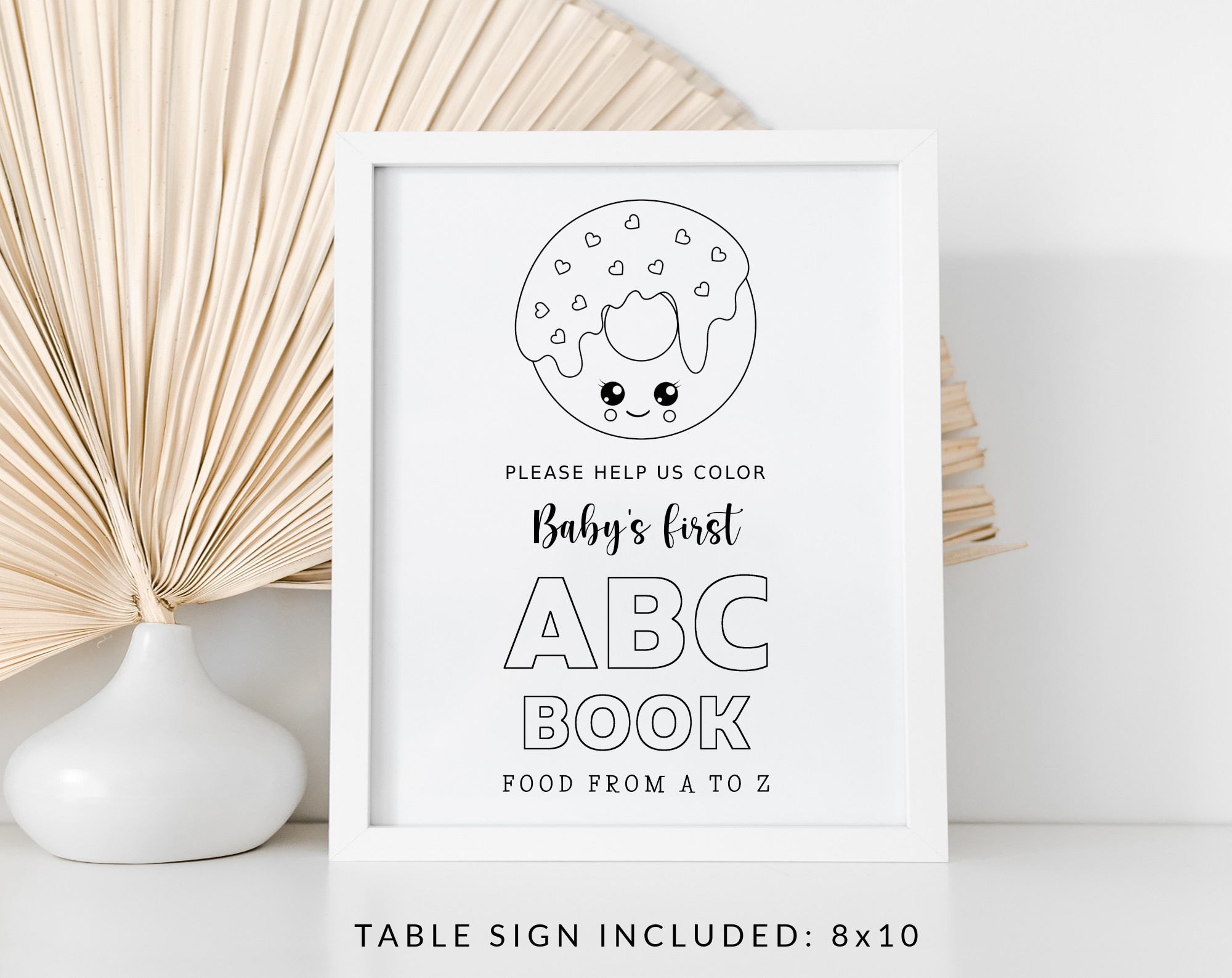 Baby's First Food ABC Book, Coloring Pages, Baby Shower Activity, Printable File, 2 Sizes Included
